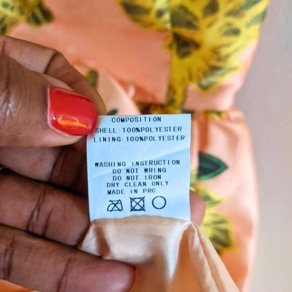 Blaque Label Dress Women’s Size XS Peach Floral Fit & Flare Sleeveless Party - Picture 7 of 11